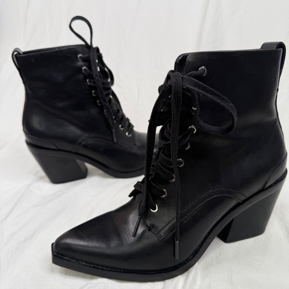 Rag and Bone Black Leather Lace Up Boots Size 8.5